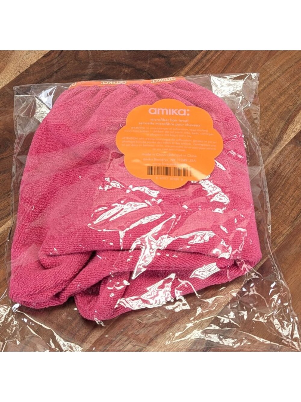 Amika Microfiber Hair Towel Pink Lightweight Quick-Dry for Hair Care